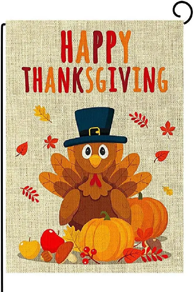 Welcome Garden Flag Happy Thanksgiving Flag 12×18 Double-Sided Yard Flags Pumpkins Turkey Decorations, Seasonal Outdoor Déco PPZ