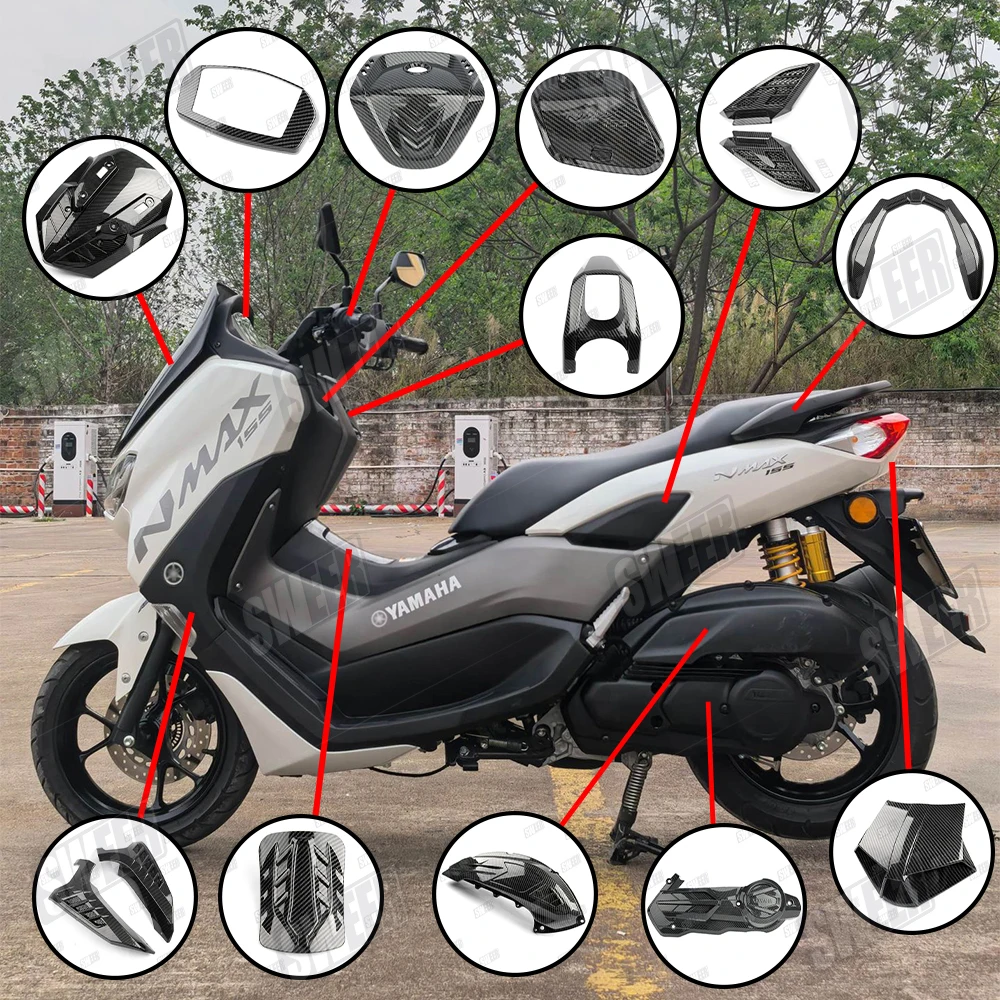 Motorcycle Water Transfer Printing Carbon Fiber Cover Fit For Yamaha NMAX125 NMAX155 Full Vehicle Custom Plastic Body Panels ﻿