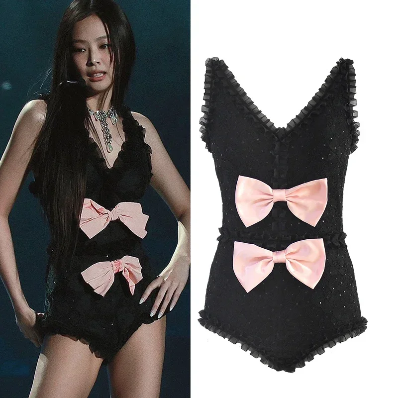 

Women Singer Dancer Kpop Outfits Group Jazz Dance Costume Sexy Black Lace Bodysuit Female Dj Ds Party Stage Clubwear