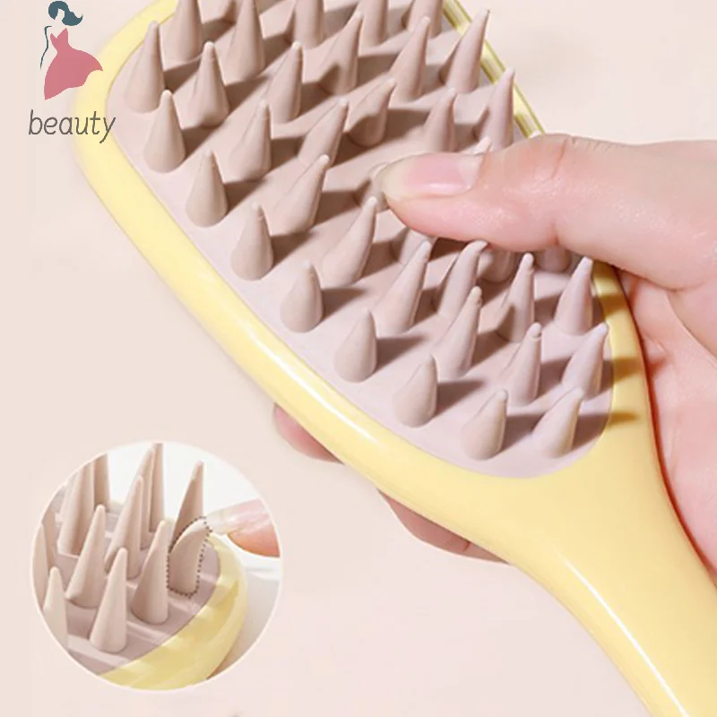 Fashion Coarse Teeth Shampoo Comb Silica Gel Fluffy Head Massage Tools Long Handle Hair Washing Tools