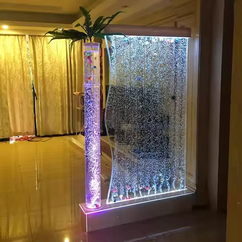 custom.Modern Wedding LED Acrylic Bubble Panel Floor Standing Indoor Fountain Wall Home Decoration