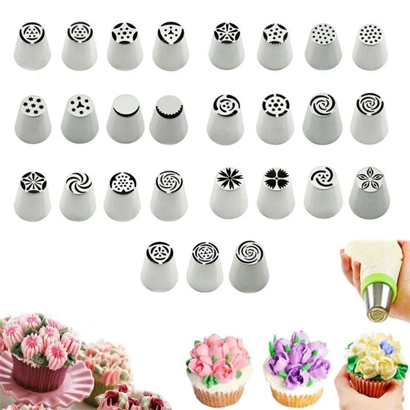 New Flower Cream Icing Piping Nozzles Tips Cake Biscuit Cupcake Baking Pastry Decorating Tools Multi-style 304 Stainless Steel