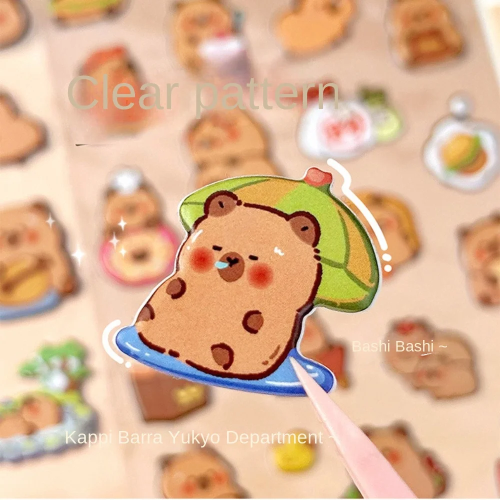 New PVC Capybara Bubble Stickers Lovely 3D Hand Accounting Stickers Easy To Tear Off Reusable Stationery Stickers