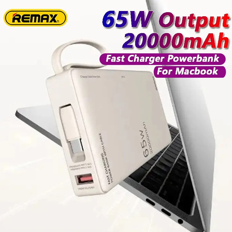 Remax 65W PowerBank Portable 20000mAh Super Fast Charging FCP SCP Mobile Phone External Battery For Phone Laptop Tablet Mac