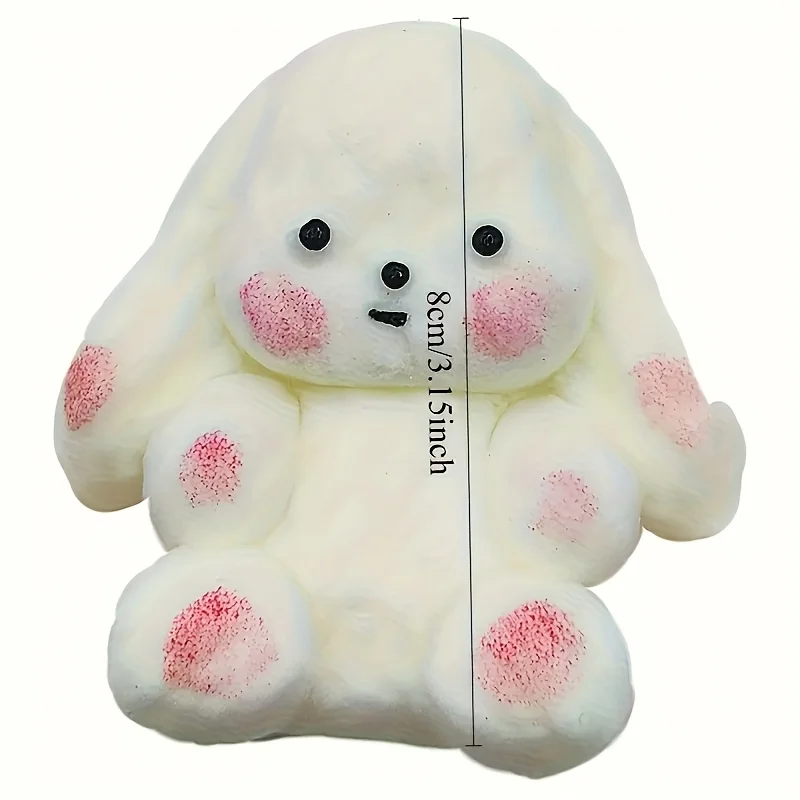 Cute White Fleece Rabbit Soft Plush Toy, with Pink Claws, Soft Pressure Relief and Fun Sensory, Mixed Color Rubber Material, for