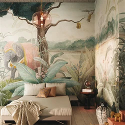 Papier Peint Photo Éléphant Personnalisé pour Salon, Tissu Mural de Construction, Forêt Intérieure, Art de Fond Scénique, Amélioration de l'Habitat