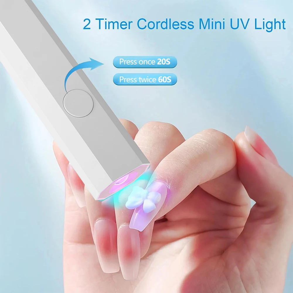 Portable Nail Dryer, USB Mini Nail Dryer Lamp, 180mAh Battery UV LED Nail Lamp, Suitable For Curing All Nail Gels, Applicable Fo