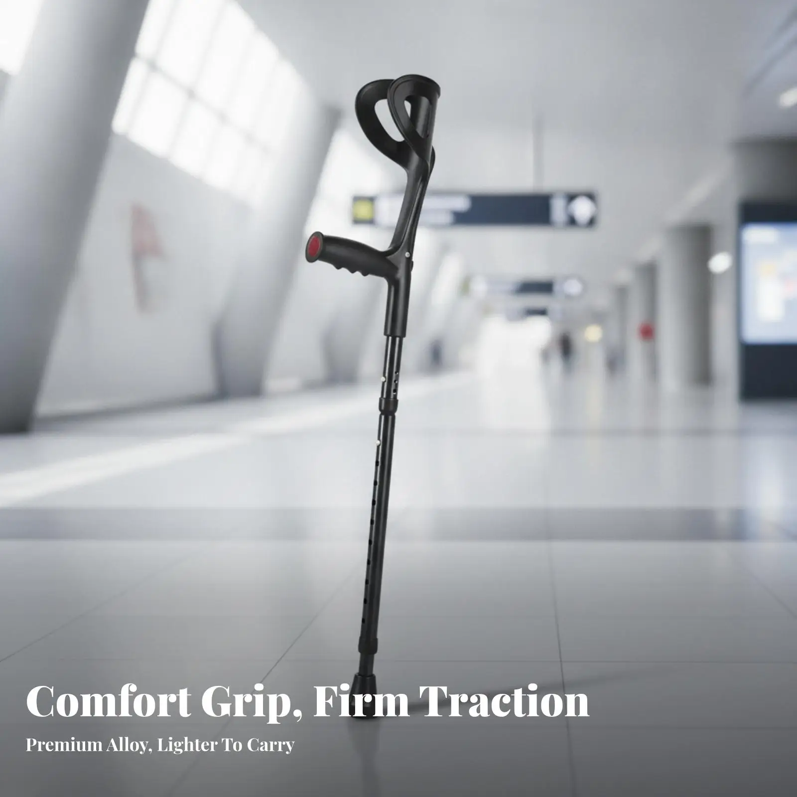 Portable Folding Elbow Crutch for Injury Support Ergonomic Forearm Rest Adjustable Cane for Stable Gait