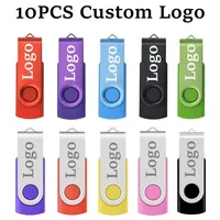 10pcs/lot Wholesale Price Metal USB 2.0 Flash Drive 4GB 8GB 16GB Usb Pendrive 32GB 64GB USB Memory Stick Free Custom Logo Gifts