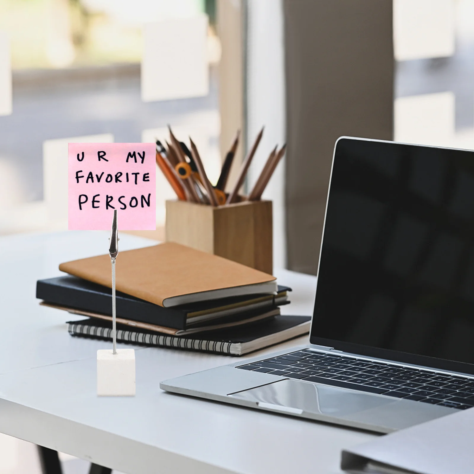 

10pcs Silver Memo Holder 11.7Cm Resin Stainless Steel Desktop Note Clip For Home Base Paper Clip Document Stand