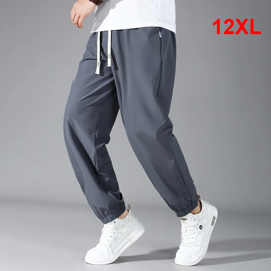 

Summer Cool Jogger Pants Men Plus Size 12XL Sweatpants Elastic Waist Fashion Casual Quick Drying Joggers Male Big Size 12XL