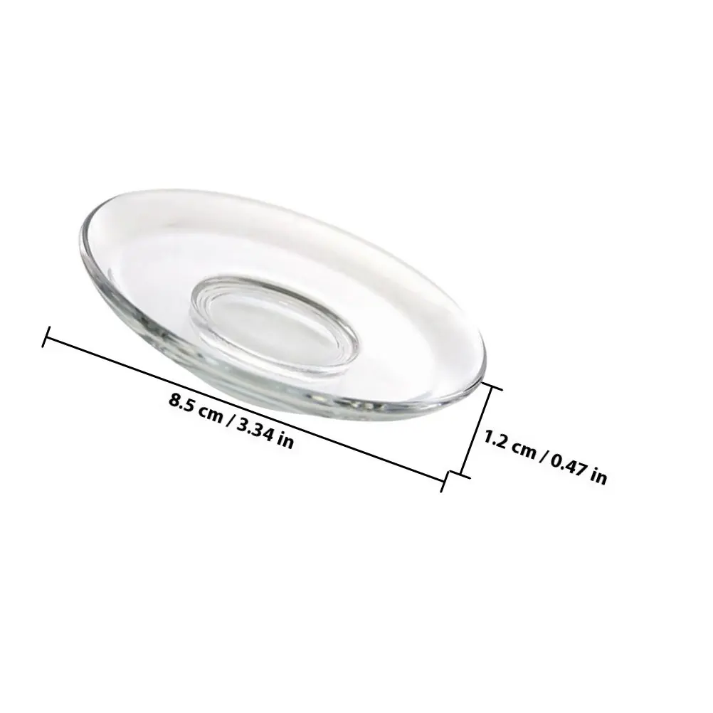 2Pcs Clear Round Glass Saucer Set Wear Resistant Lightweight Cup Mat Coaster Dessert Dish Holder Tea Room Decor