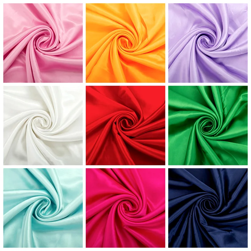 Solid Color Soft Satin Fabric Wedding Party Decoration Box Lining DIY Clothing Sewing Background Accessories per meter 100x150cm