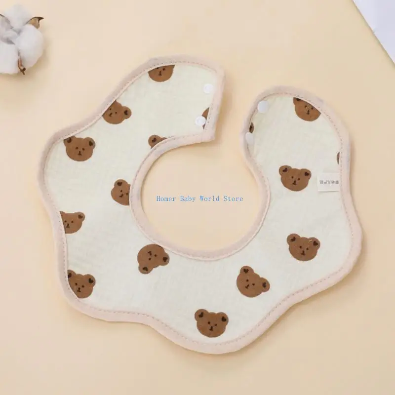 

B2QD Soft Breathable Feeding Bib Waterproof Burp Cloth with Adjustable Button