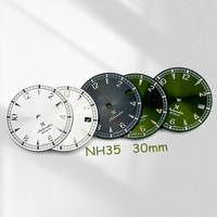 NH35 30mm Sunburst Watch Dial Green Luminous Custom Logo NH35 Dial Fit Japanese Movement Watch Repair Parts