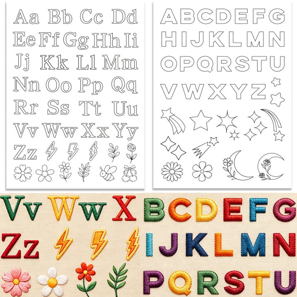 스틱앤스티치 알파벳 프리 프린트 패턴 수용성 자수 스테 - Embroidery Alphabet Designs 리뷰 및 가격
