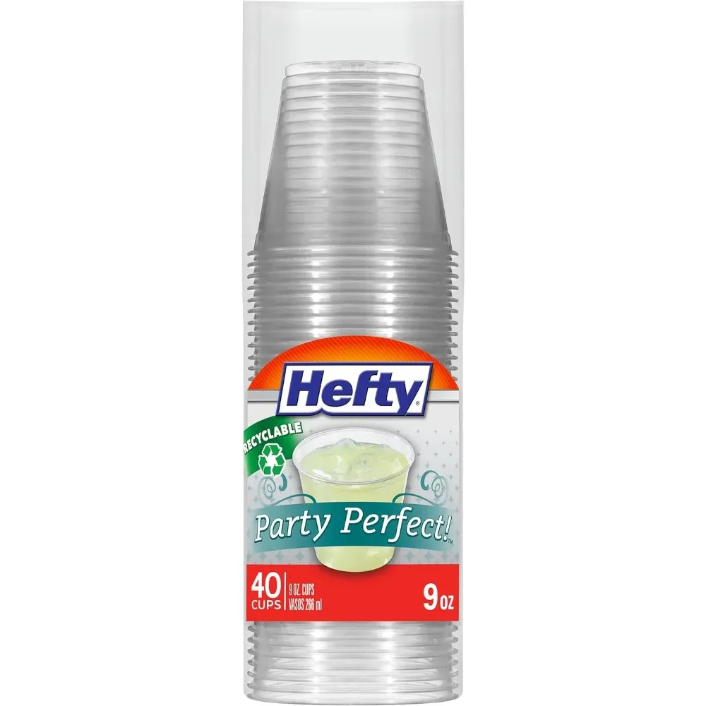 Clear Plastic Party Cups 9oz, 40 Count - Shatter Resistant, Perfect for Drinks & Desserts