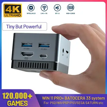최고 레트로 비디오 게임 콘솔 Chuwi Larkbox 슈퍼 콘솔 X 미니 PC 박스, WIN11, PS2, WII, PSP, N64, DC용, 인텔 J4125, 120000 +