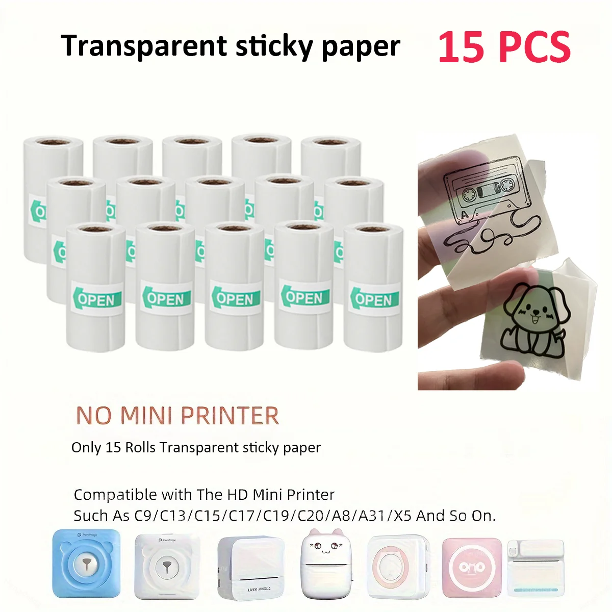 Thermal Paper MINI Printing Self-adhesive Label Sticker For Mini Printers Photo for printer transparent thermal Stickers paper