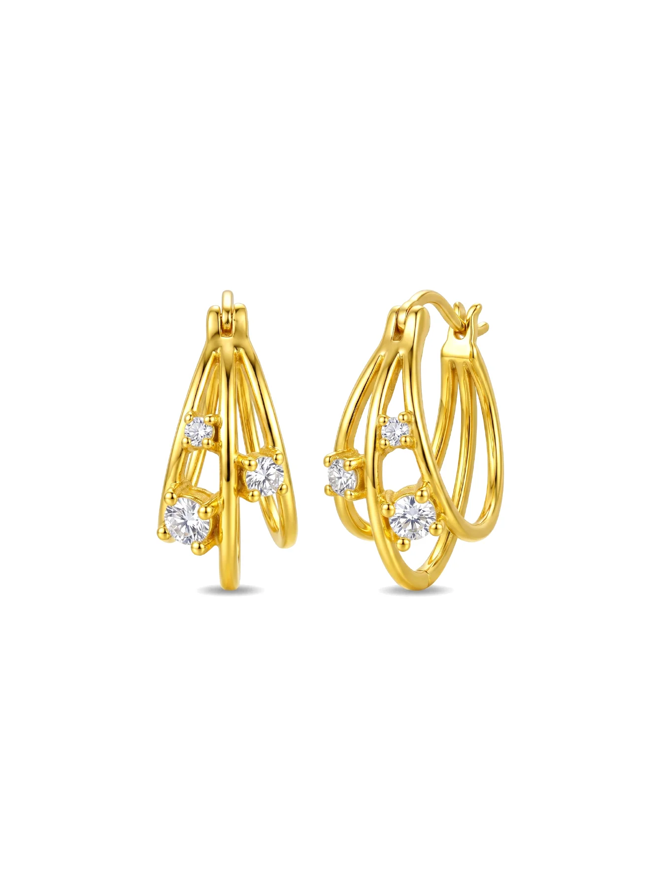 925 Silber Dreikreis-Zirkonia-Ohrringe Luxuriöses Funkelndes Valentinstag-Geschenkset