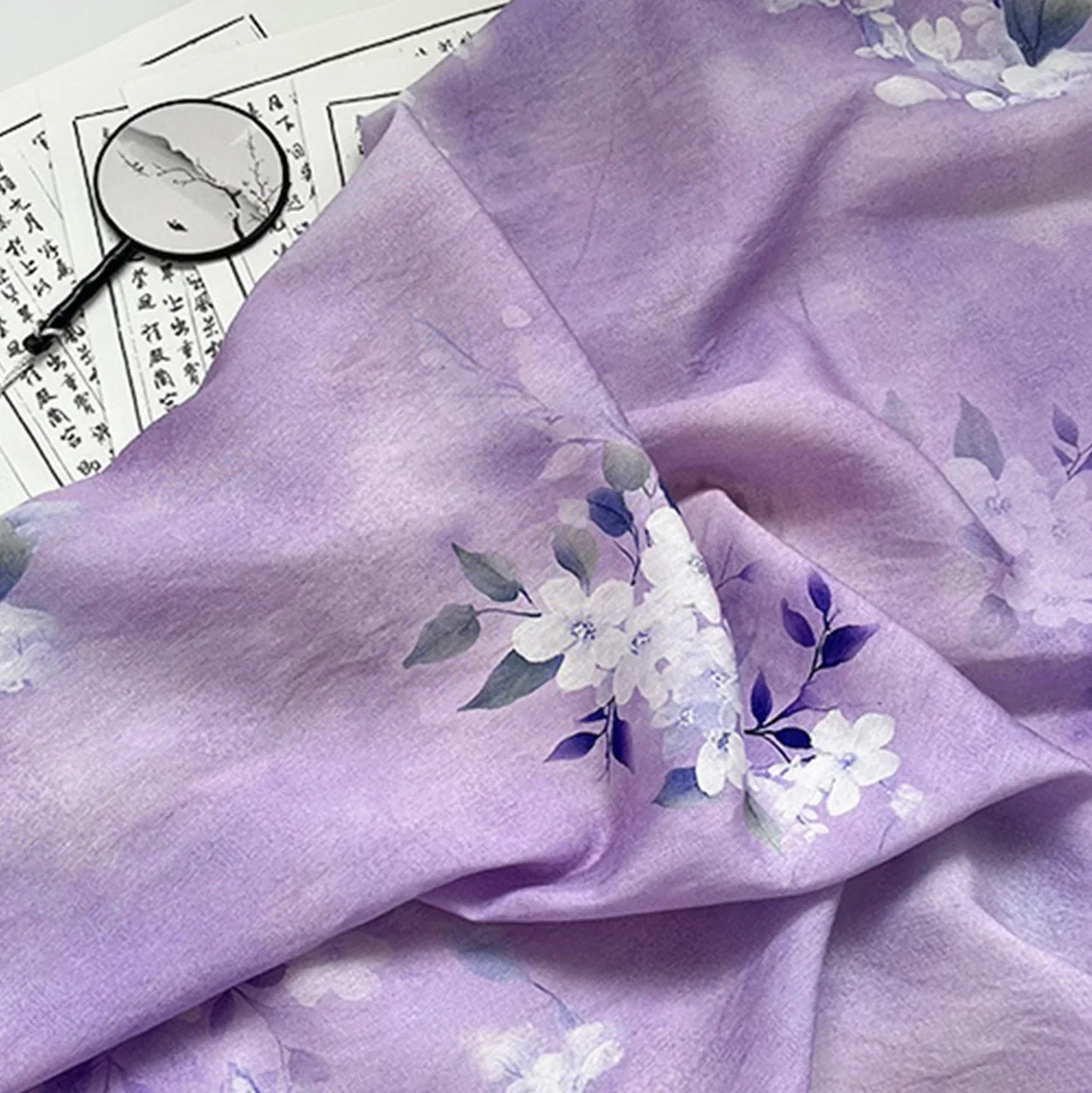 Tela Estampada Digitalmente Purple Charm Yali, Tela de Algodón Brocado, Nuevo Estilo Chino para Vestido Qipao, Top, Tela Hanfu