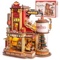 Robotime Rokr Dream Gift Factory 3D Wooden Puzzle Christmas Gifts Toy with Light and Music for Children Kids Building Block Kits