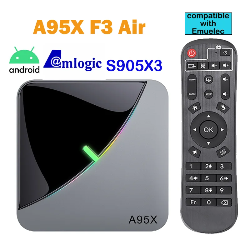 

A95X F3 Air tv box android 9.0 Amlogic S905X3 Smart home RGB Light 4GB 32GB 64GB TVBox Dual Wifi 4K Set Top box media player