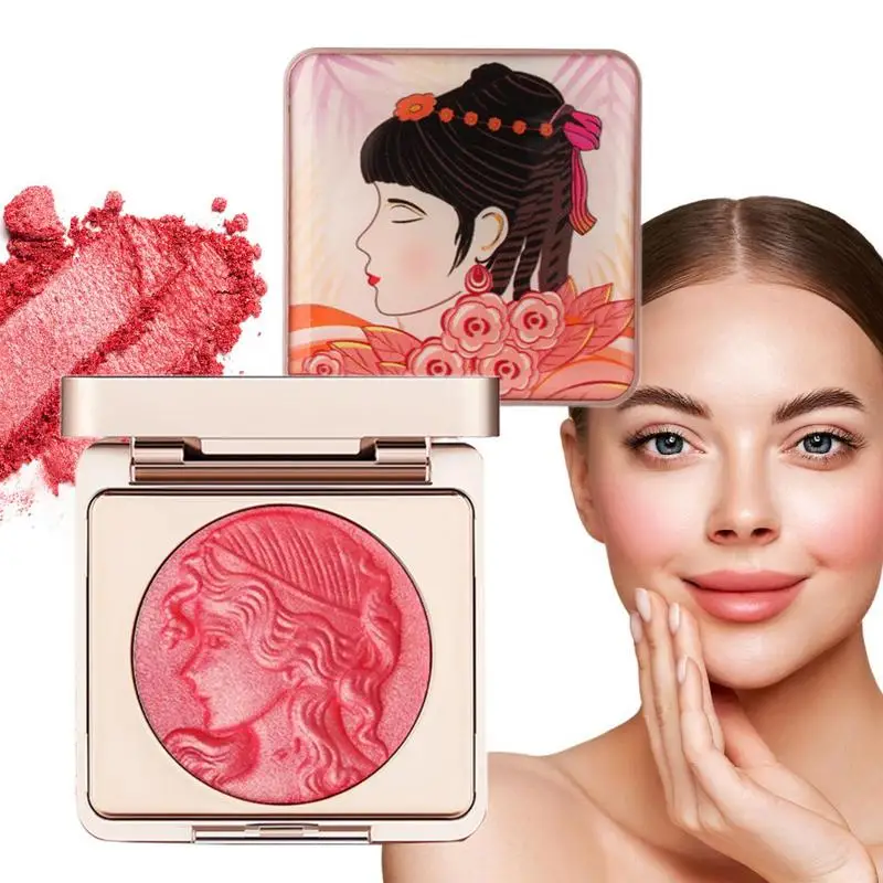 Monochrome Blush Natuurlijke Nude Beauty Make-Up Fijne Glanzende Oranje Kersen Verhelderende Rouge Plaat Voor Wangen Mat Gezichtspoeder Blush