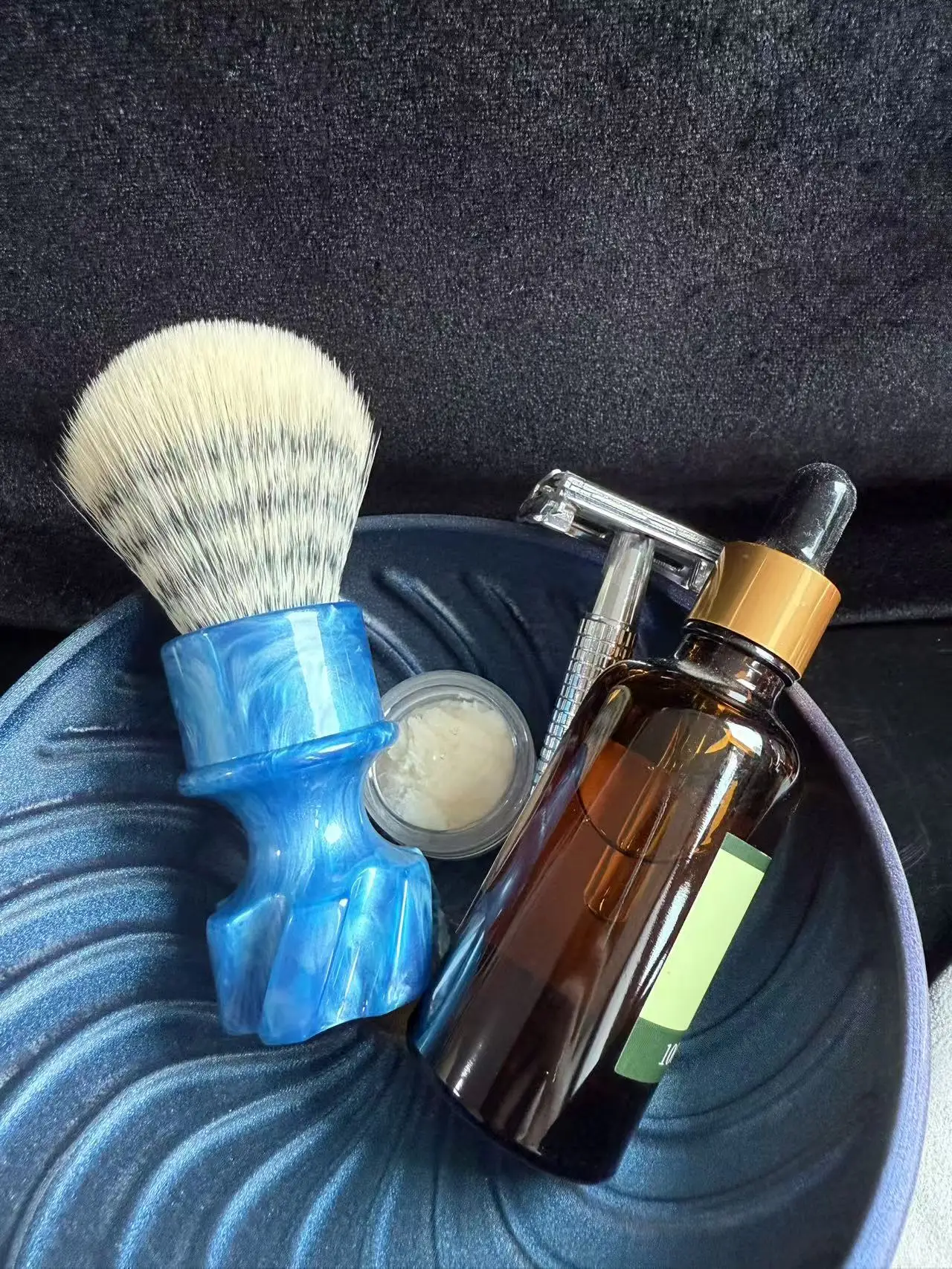 GDMG Handle A blue swirled handle Compatible with all brush knots