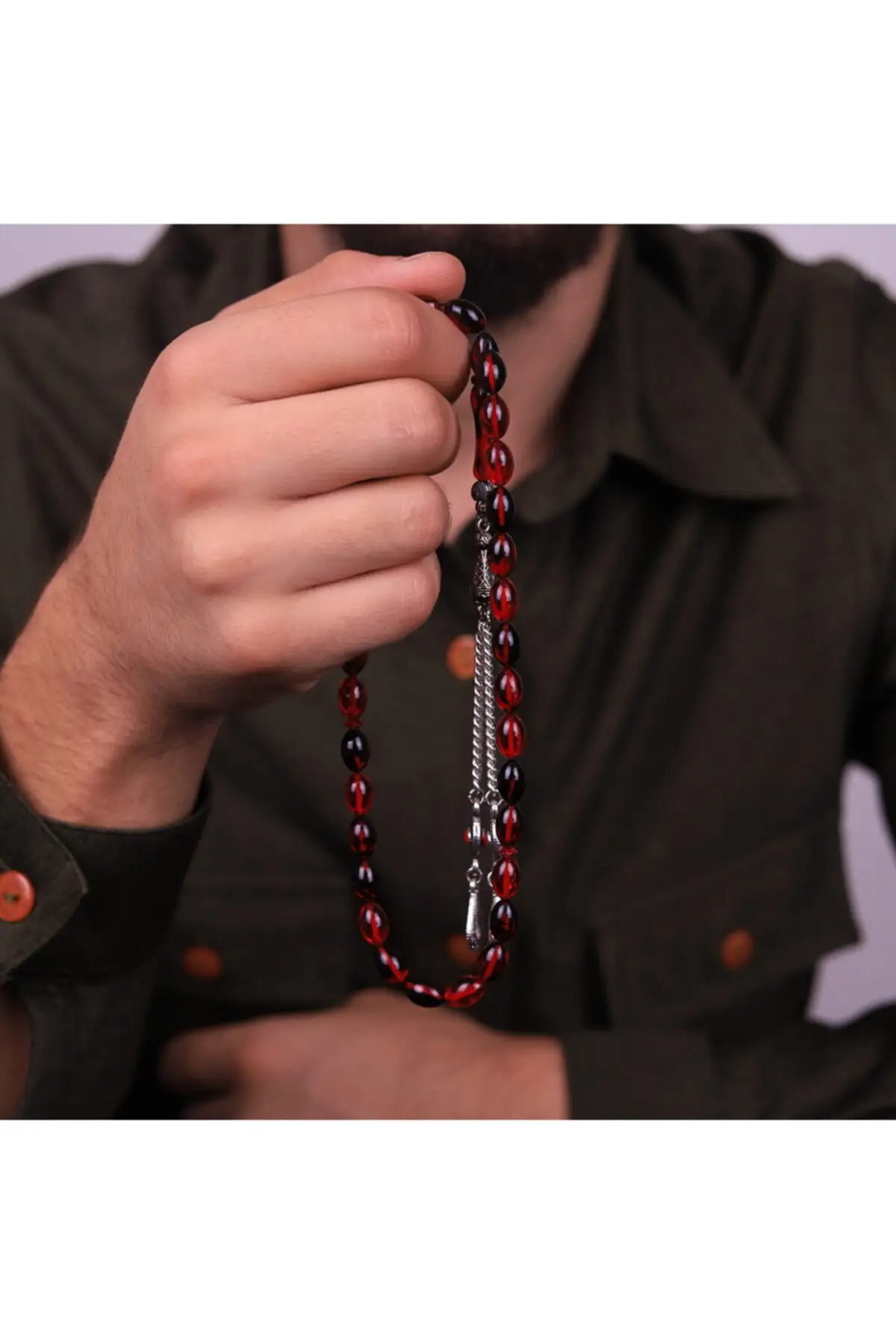 Night Crimson Fire Amber Rosary Men\'s Fashion Jewelry Amber Gift Natural Stone