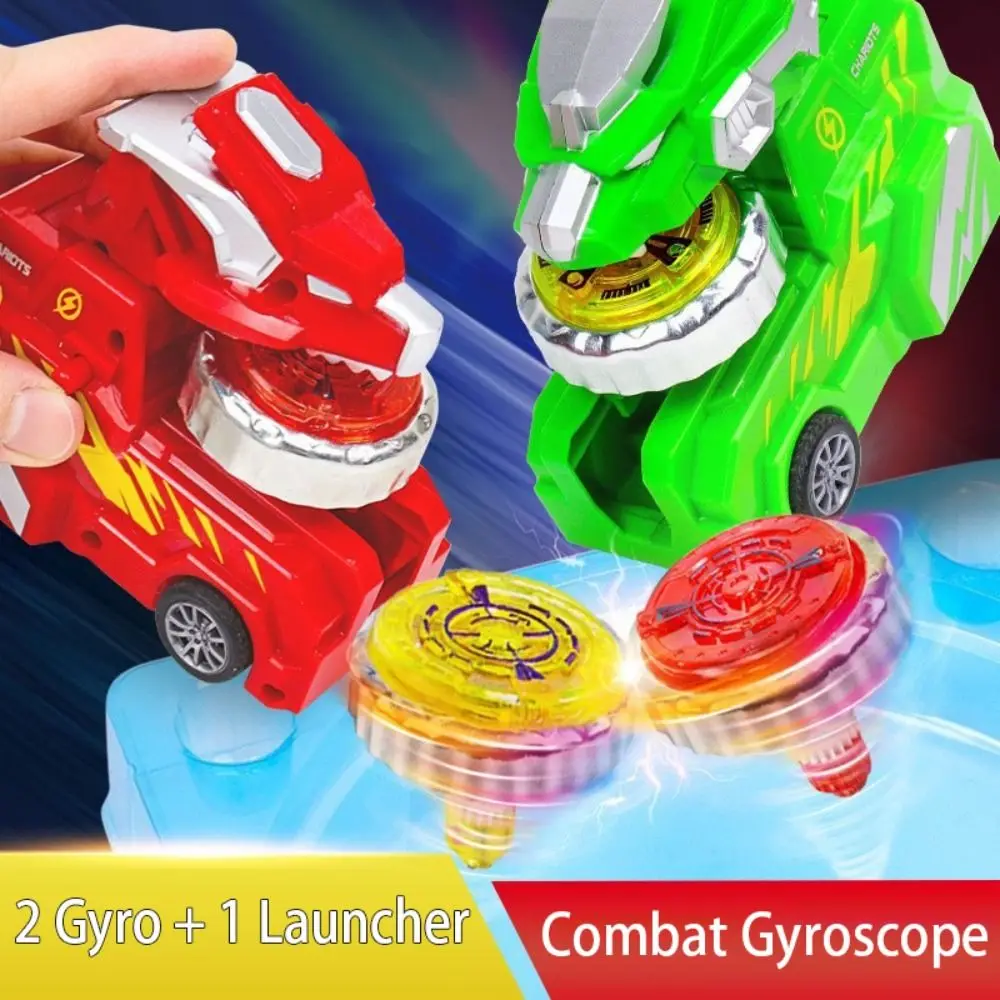 Portable Plastic Combat Gyroscope 2 Gyro + 1 Launcher Glowing Glowing Gyroscope Battle Spinning Tops Toy
