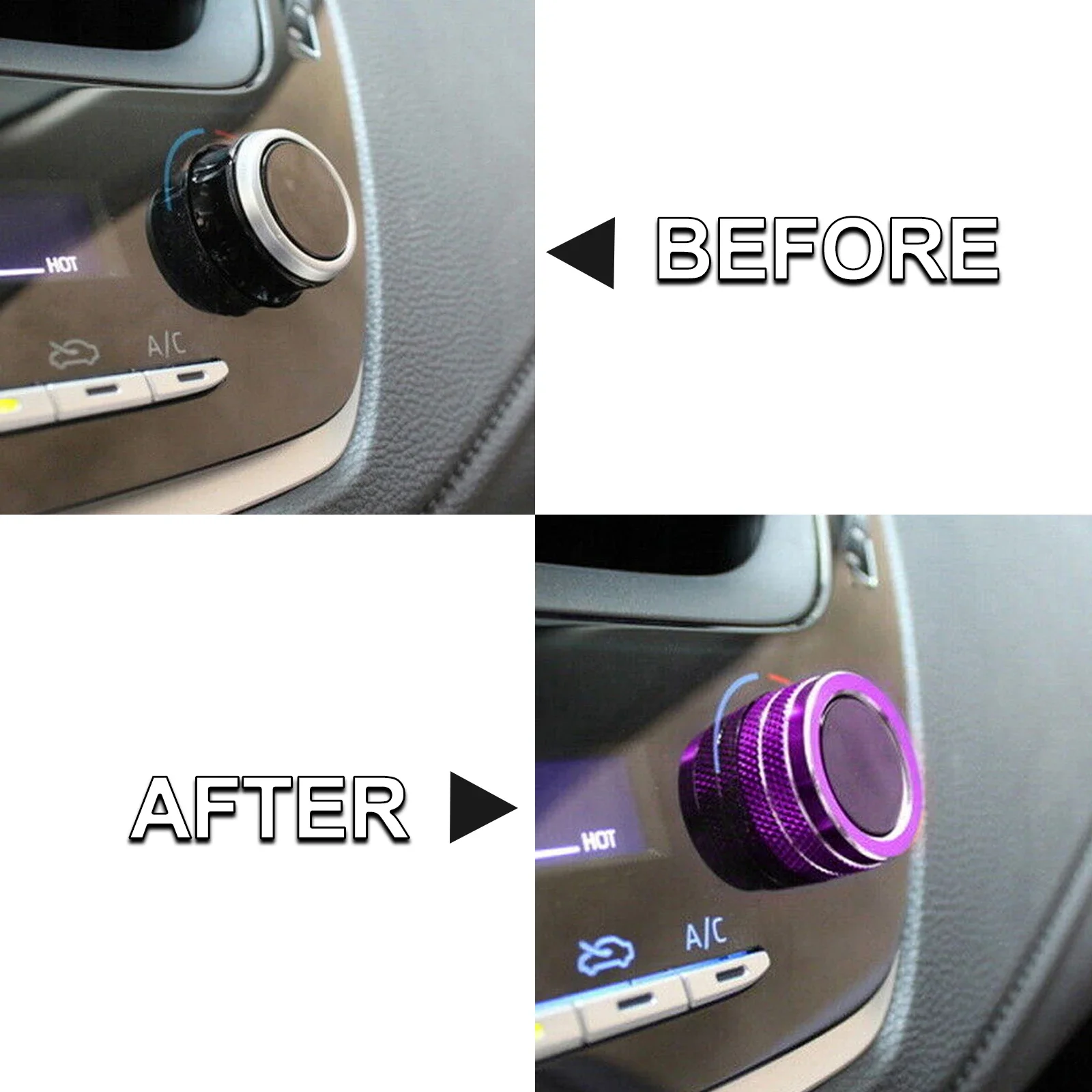 Purple AC Climate Control Switch Knob Surrounding Ring Cover Sticker For Toyota Corolla Sedan 2020+ Hatchback 2019+ Cross 2022+