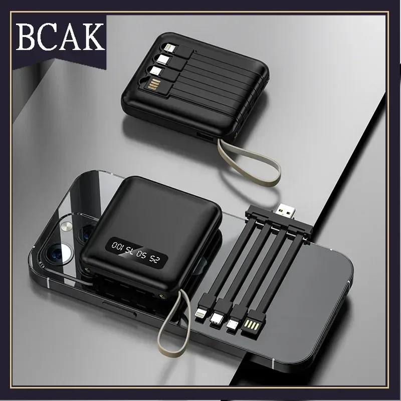 Hot Style Mini Self-contained Cable Power Bank 20000mAh Small, Portable and Large-capacity BCAK Mobile Power Supply