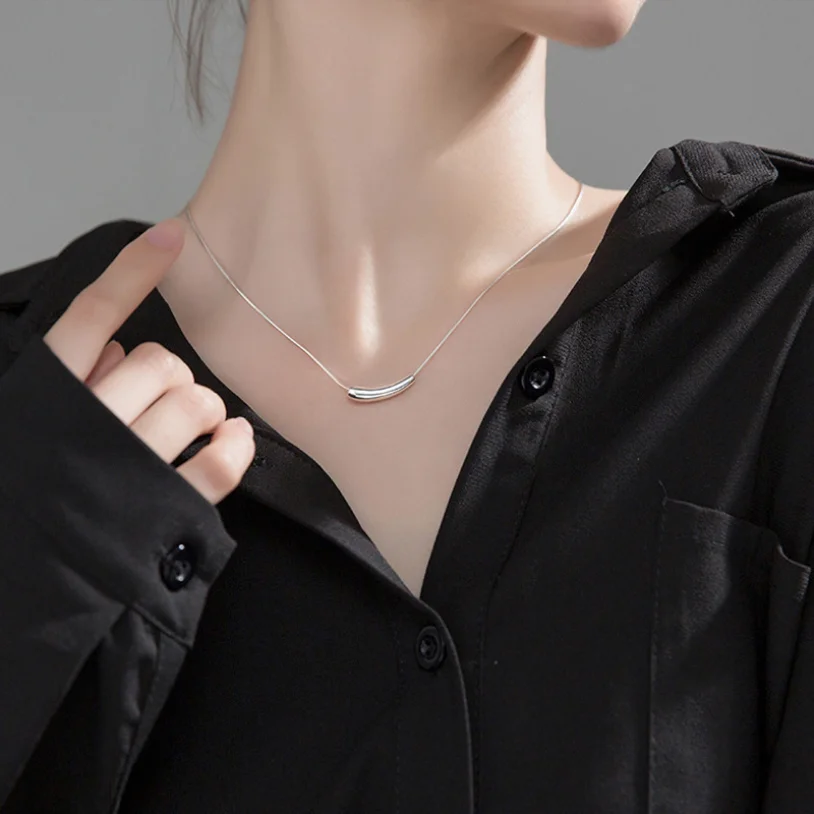 316L Stainless Steel Fashion Fine Jewelry Casual Minimalism Curve Charms Snake Bone Chain Choker Necklaces Pendants For Women