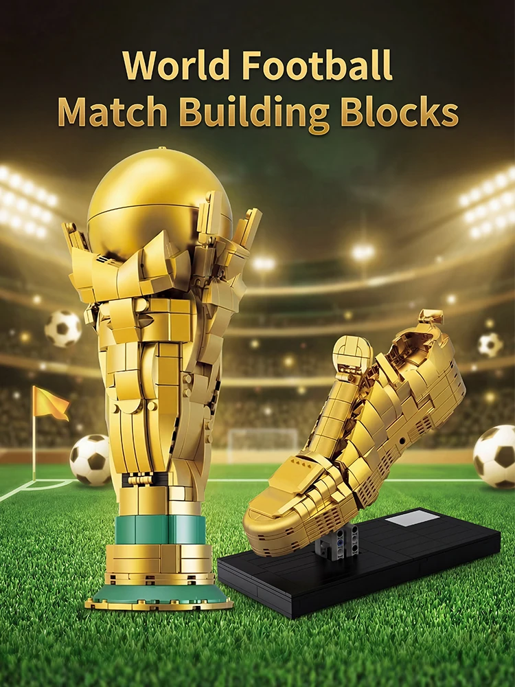 Wereldvoetbalcompetitie Trofee Bouwstenen Gouden Schoen Bricks K96280 k96281 Thuis Ornament Creatief Speelgoed Volwassen Kinderen Gift - afbeelding 2