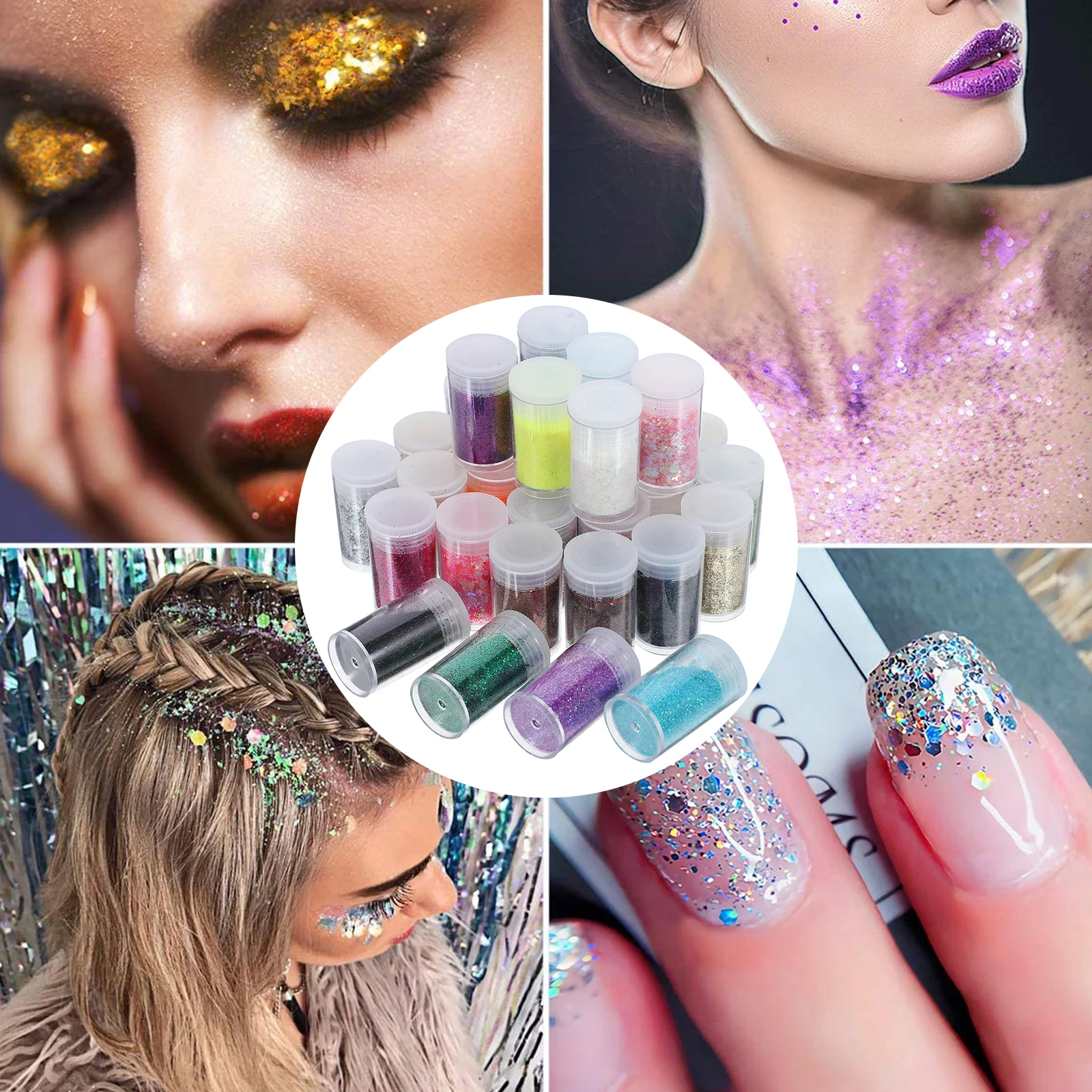 

32pcs Nail Art Kit Shiny Sequins For Diy Manicure Decorative Nails Glitter Mixed Fine Glitter For Nails Makeup Crafts Resin Art