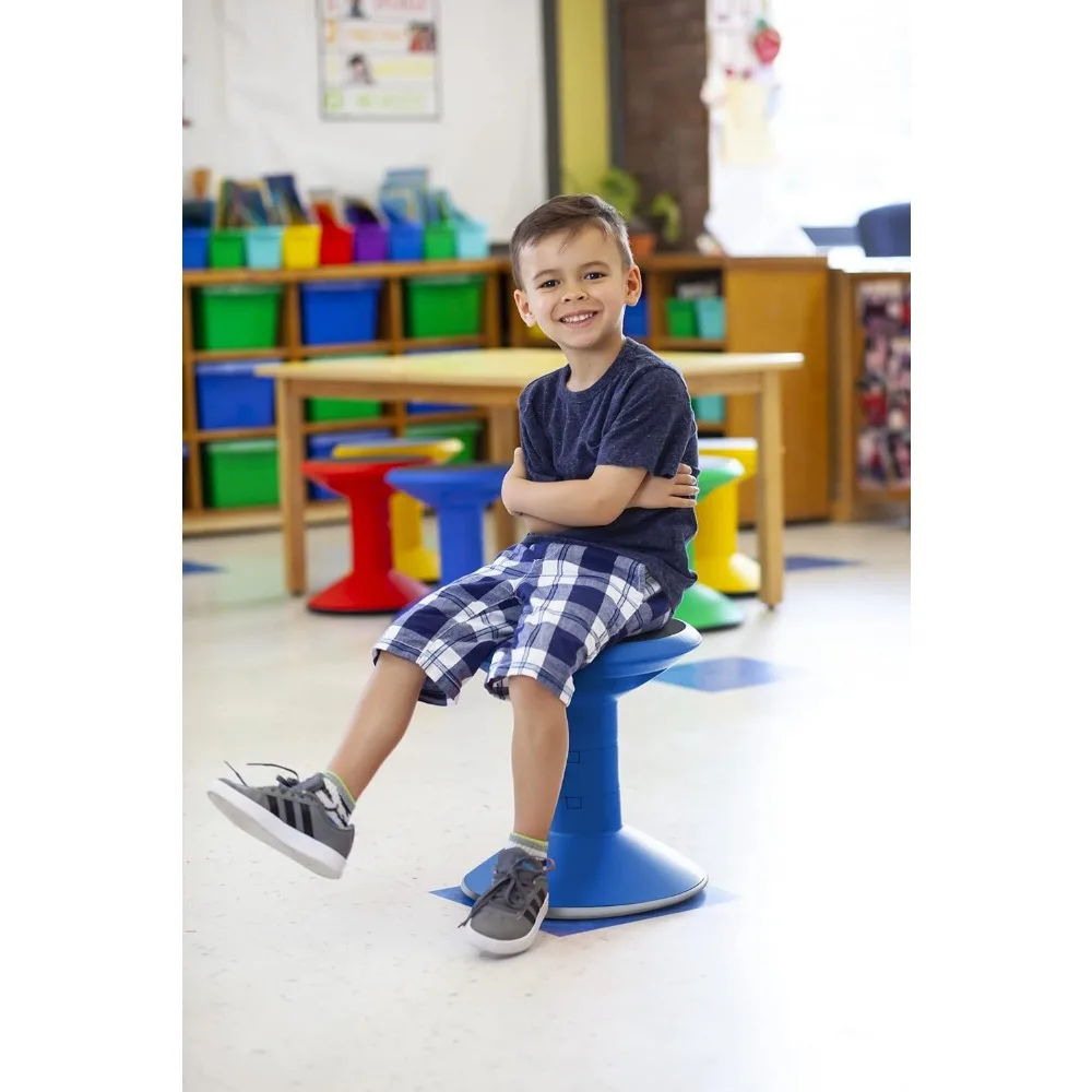 Wiggle Stool – Active Flexible Seating for Classroom and Home Study, Adjustable 12-18 Inch Height, Blue