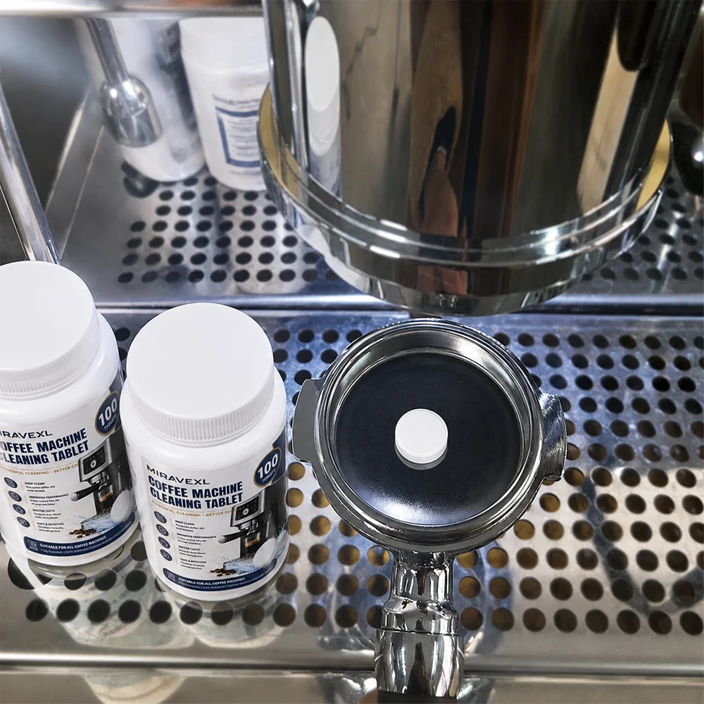 100 MIRAVEXL Coffee Machine Cleaning Tablets for Espresso & Drip Machines Deep Clean, Improve Taste, Fully Automatic, Safe