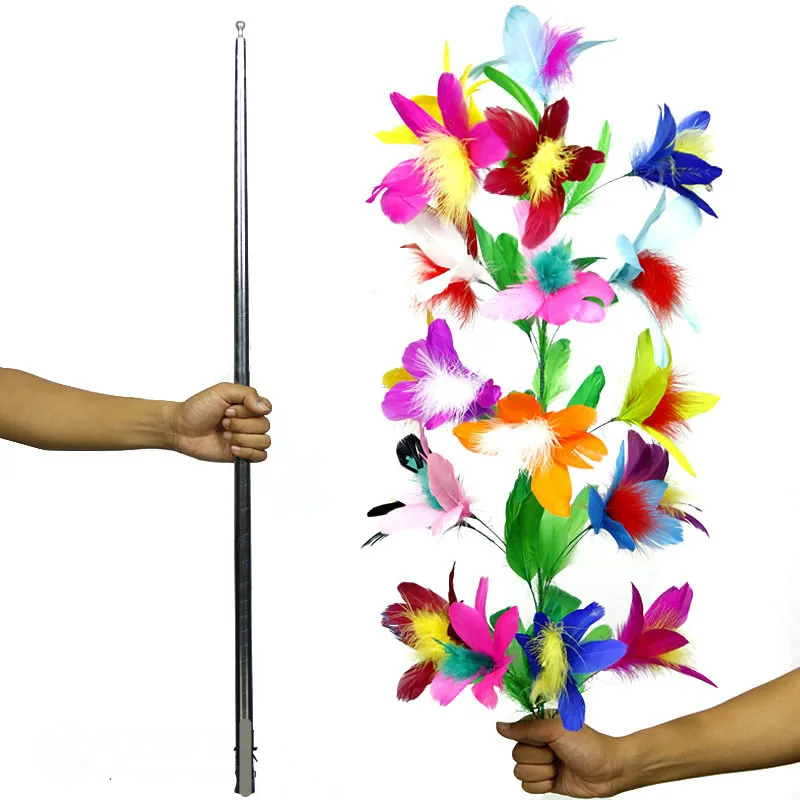 Funny Gadgets Vanishing Cane To Flower ( Silver ) Magic Tricks Metal Vanishing Cane Stage Flower Comedy Magic Prop Magician