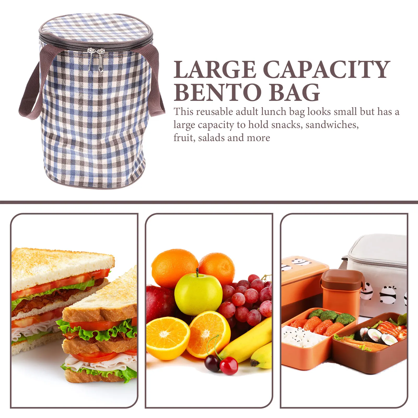 

Insulated Lunch Bag Large Capacity Portable Bento Office Food Storage Polyester Aluminum Foil Design Heat Preservation