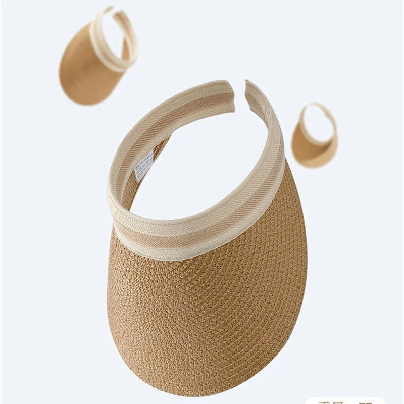 UV Protection Sunscreen Cap Female Outdoor Beach Handmade Sun Hats Summer New Hollow-top Straw Hat for Women Girls Beach Hat