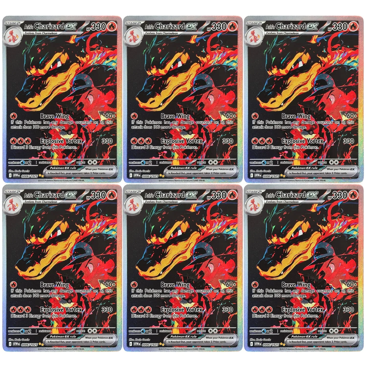 

Self Made Pokemon English Ash's Charizard ex Fan Art Hand Drawn Illustration Style High Quality Game Collection Card Toy