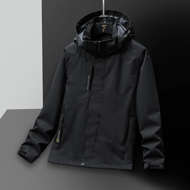 Spring Autumn Men's Windbreaker Outdoor Windproof Waterproof Hiking and Camping Multi Pocket Tactical Coat Men's Hooded Jacket