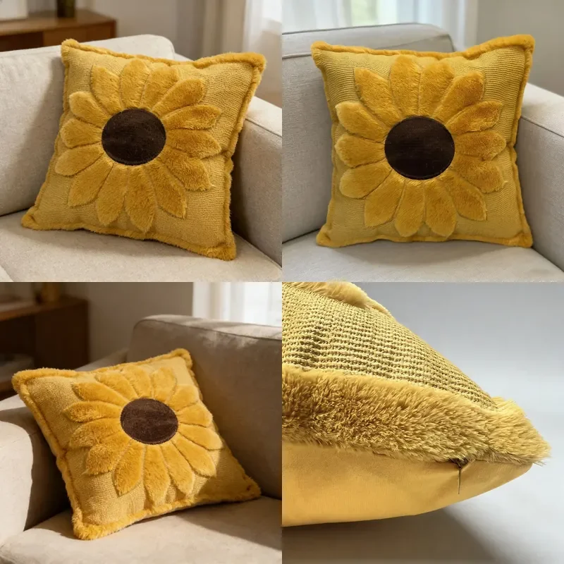 Cross-border new quilted pillow cover three-dimensional embroidery pillow cover American living room pastoral farmhouse sofa