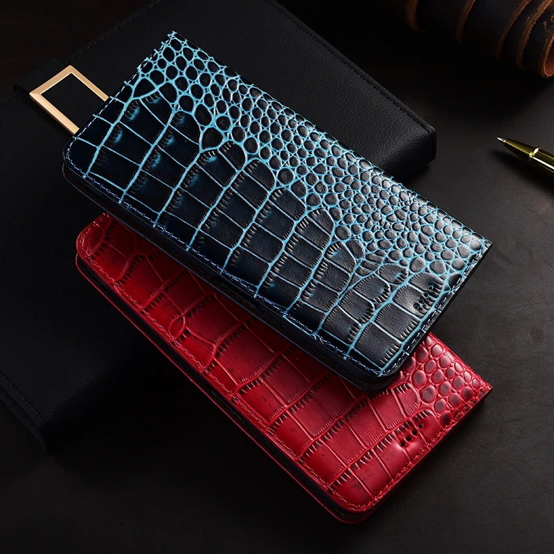 For Samsung A14 A15 A16 A24 A26 A34 A35 A36 A53 A54 A56 A73 4G 5G Crocodile Pattern Of Genuine Leather Flip Phone Case Cowhide