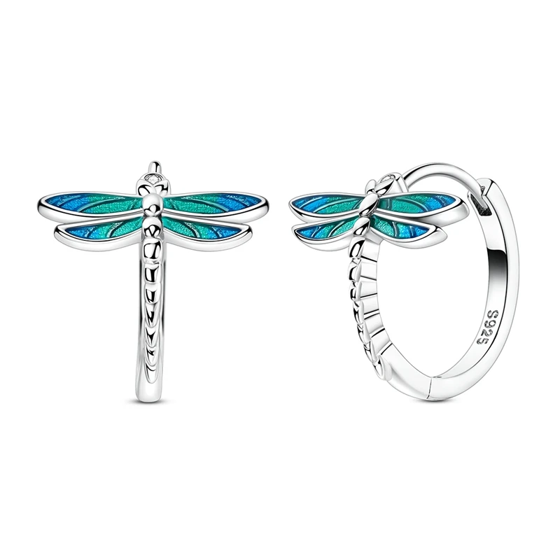 Popular 925 Sterling Silver Dragonfly Ear Ring Hoop Earrings For Women Fine Party Jewelry Gifts