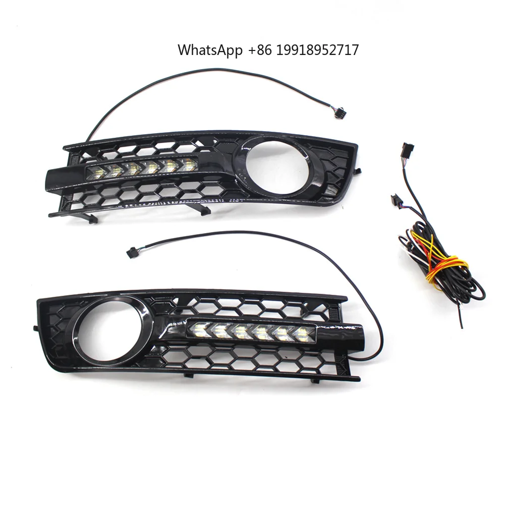 Car Turn Signal Fog Light DRL Cover Bumper Grille For  A4 B6 Sedan 2001 2002 2003 2004 2005 Matte Black