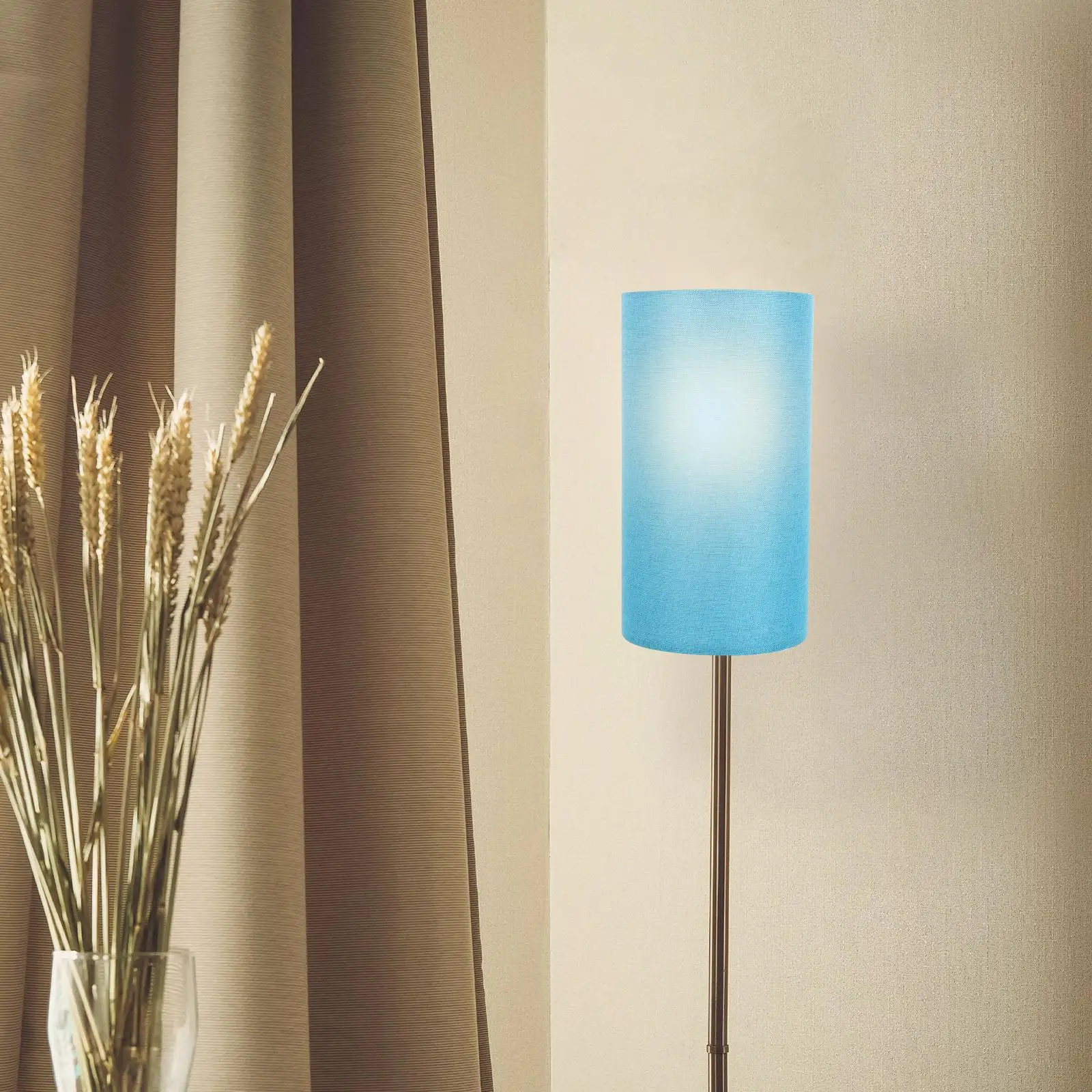 Linen Lampshade Pleated Large Blue Table Pattern Lampshades for Replacement Bedside