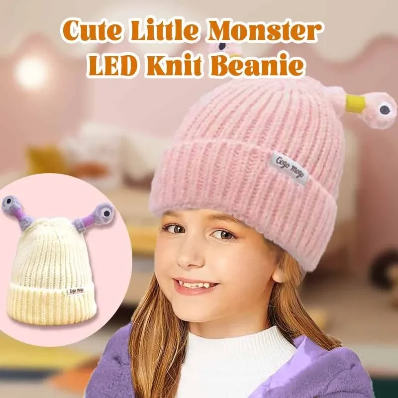 Winter Parent-Child Cute Glowing Little Monster Knit Hat Women And Men Warm Knitted Wool Hat Bonnets For Cartoon Fisherman Caps