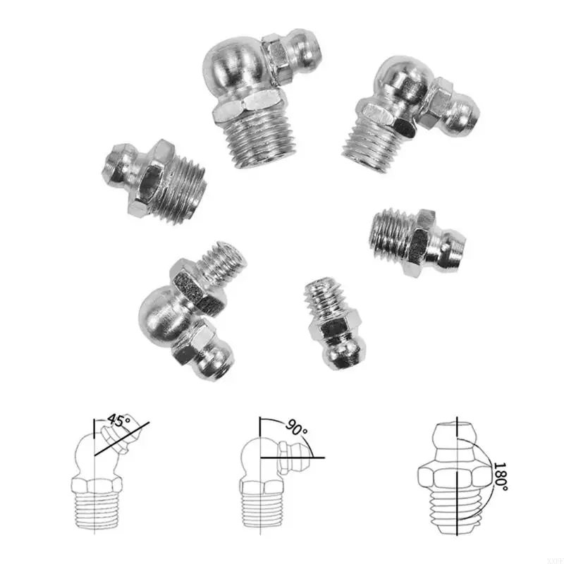 115Pcs Metal Zerk Grease Nipple Fitting Assortment Straight 45 90 Degree Metric Hydraulic Grease Fitting